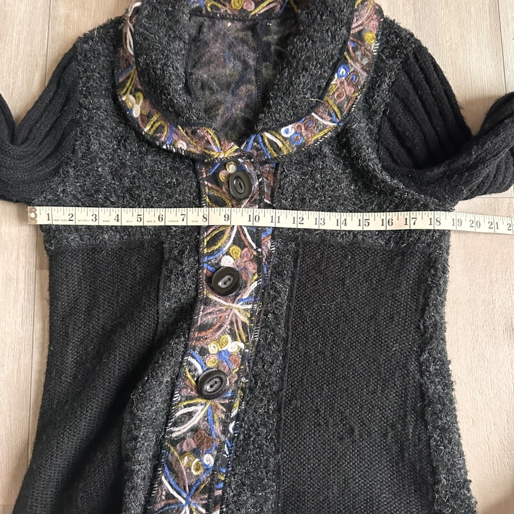 Y2K Sioni‎ Wool Mohair Cardigan Womens L Fairy Whimsigoth Floral Boho Sweater - Picture 4 of 6